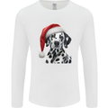 Christmas Dalmatian Wearing a Xmas Hat Dog Mens Long Sleeve T-Shirt White