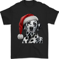 Christmas Dalmatian Wearing a Xmas Hat Dog Mens T-Shirt 100% Cotton Black