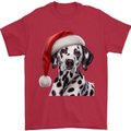 Christmas Dalmatian Wearing a Xmas Hat Dog Mens T-Shirt 100% Cotton Red