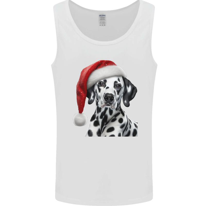Christmas Dalmatian Wearing a Xmas Hat Dog Mens Vest Tank Top White