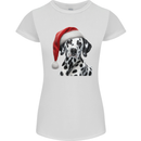 Christmas Dalmatian Wearing a Xmas Hat Dog Womens Petite Cut T-Shirt White