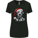 Christmas Dalmatian Wearing a Xmas Hat Dog Womens Wider Cut T-Shirt Black
