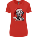 Christmas Dalmatian Wearing a Xmas Hat Dog Womens Wider Cut T-Shirt Red