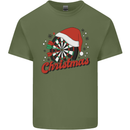 Christmas Dartboard Darts Xmas Mens Cotton T-Shirt Tee Top Military Green