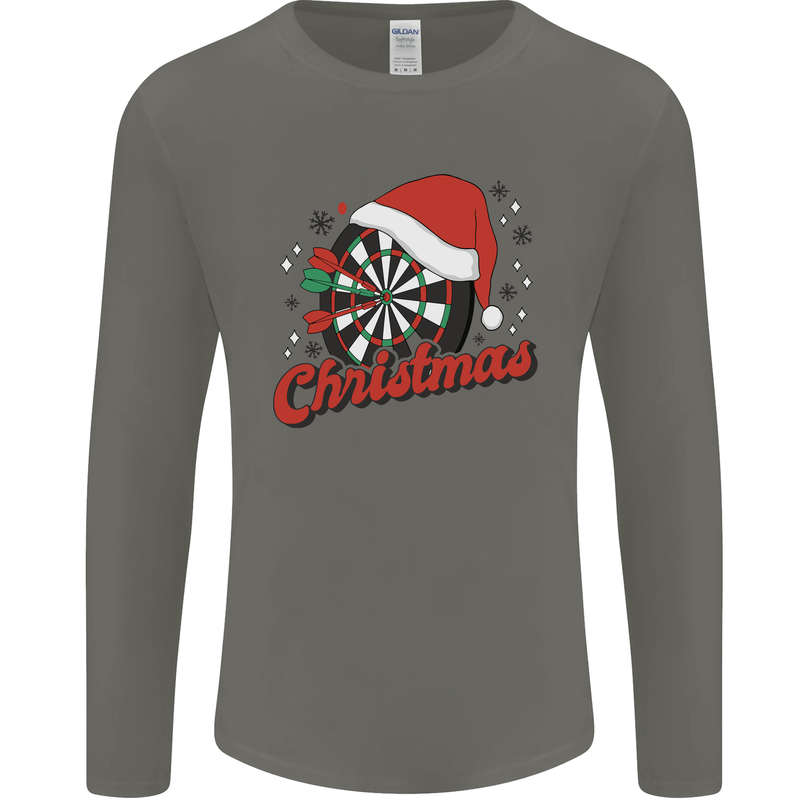 Christmas Dartboard Darts Xmas Mens Long Sleeve T-Shirt Charcoal