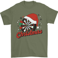 Christmas Dartboard Darts Xmas Mens T-Shirt 100% Cotton Military Green