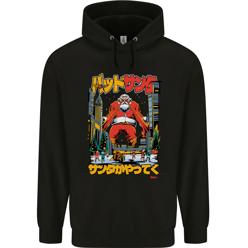 Christmas Destructive Santa Japan Anime Xmas Childrens Kids Hoodie Black