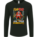 Christmas Destructive Santa Japan Anime Xmas Mens Long Sleeve T-Shirt Black