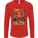 Christmas Destructive Santa Japan Anime Xmas Mens Long Sleeve T-Shirt Red