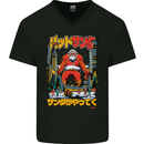 Christmas Destructive Santa Japan Anime Xmas Mens V-Neck Cotton T-Shirt Black