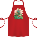 Christmas Dinosaur Xmas Tree T-Rex Funny Cotton Apron 100% Organic Red