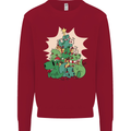 Christmas Dinosaur Xmas Tree T-Rex Funny Kids Sweatshirt Jumper Red