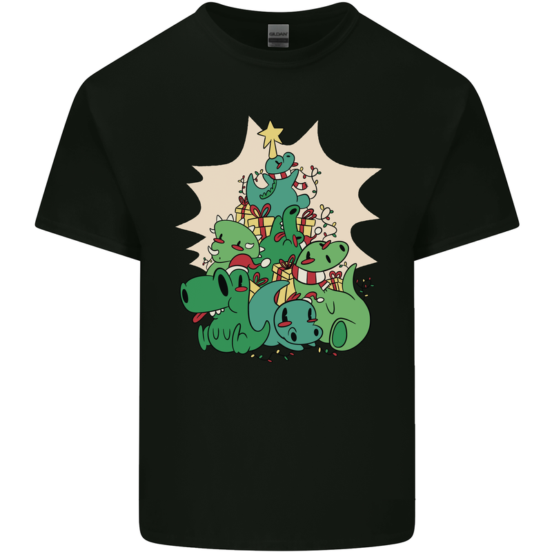 Christmas Dinosaur Xmas Tree T-Rex Funny Kids T-Shirt Childrens Black