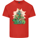 Christmas Dinosaur Xmas Tree T-Rex Funny Kids T-Shirt Childrens Red