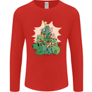 Christmas Dinosaur Xmas Tree T-Rex Funny Mens Long Sleeve T-Shirt Red