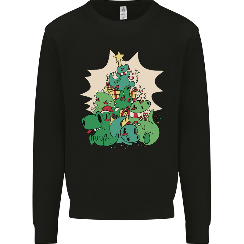 Christmas Dinosaur Xmas Tree T-Rex Funny Mens Sweatshirt Jumper Black