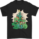 Christmas Dinosaur Xmas Tree T-Rex Funny Mens T-Shirt 100% Cotton Black