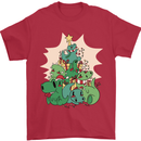Christmas Dinosaur Xmas Tree T-Rex Funny Mens T-Shirt 100% Cotton Red