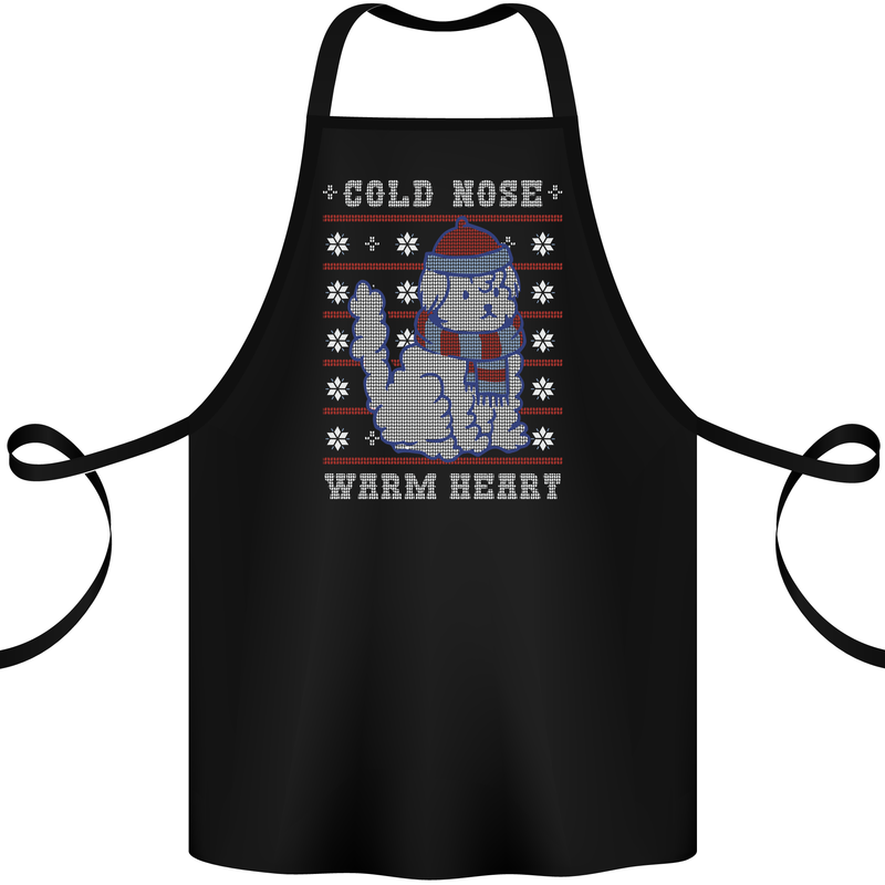 Christmas Dog Cold Nose Warm Heart Xmas Cotton Apron 100% Organic Black