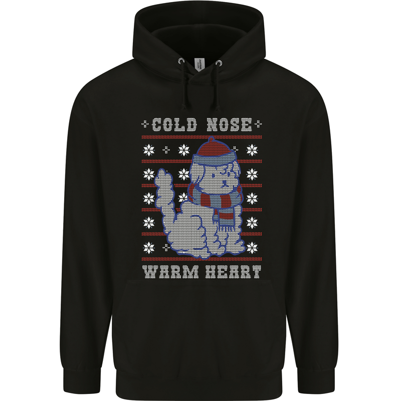 Christmas Dog Cold Nose Warm Heart Xmas Mens 80% Cotton Hoodie Black