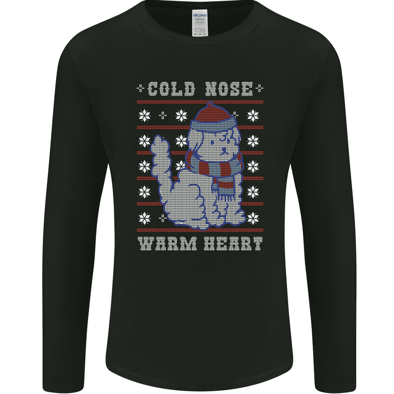 Christmas Dog Cold Nose Warm Heart Xmas Mens Long Sleeve T-Shirt Black