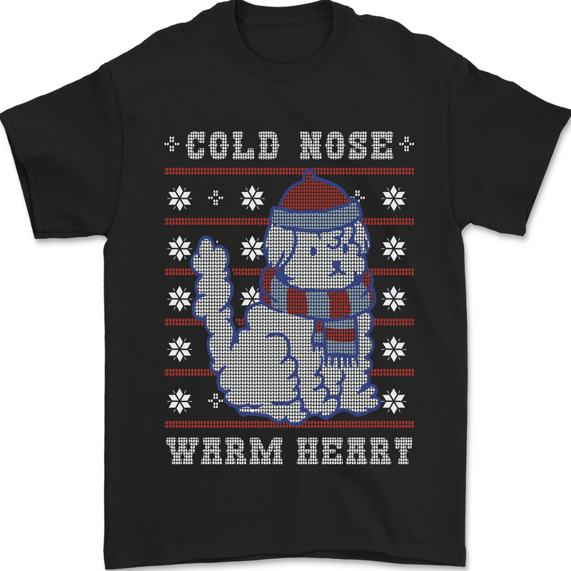 Christmas Dog Cold Nose Warm Heart Xmas Mens T-Shirt 100% Cotton Black