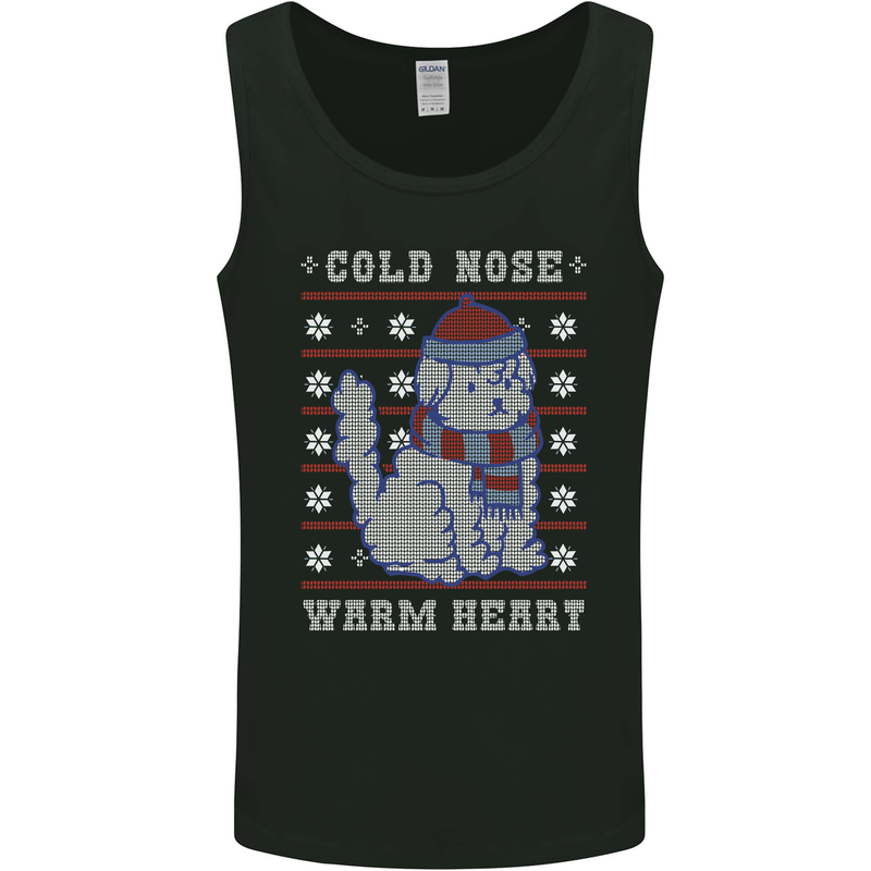 Christmas Dog Cold Nose Warm Heart Xmas Mens Vest Tank Top Black