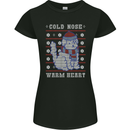 Christmas Dog Cold Nose Warm Heart Xmas Womens Petite Cut T-Shirt Black