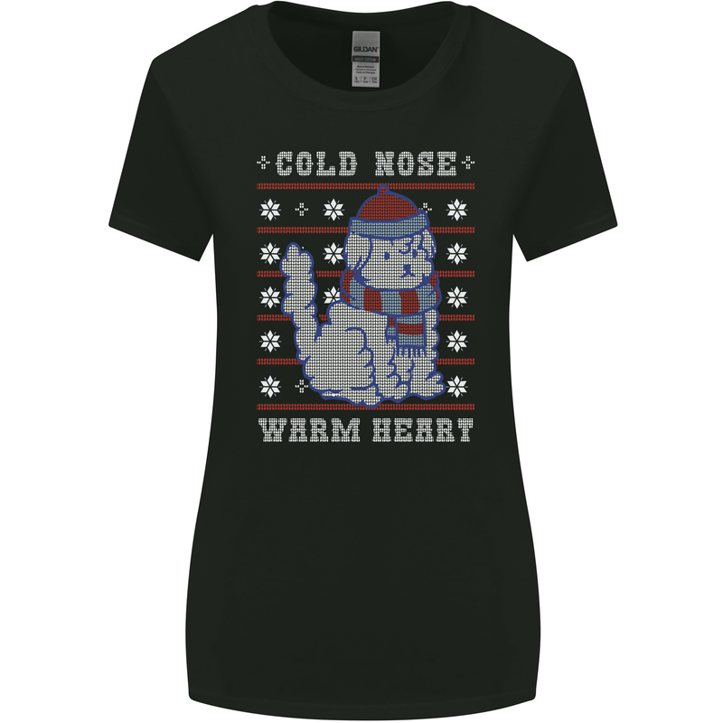 Christmas Dog Cold Nose Warm Heart Xmas Womens Wider Cut T-Shirt Black