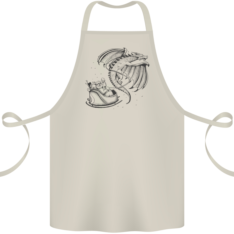 Christmas Dragon Pulling Santas Sleight Xmas Cotton Apron 100% Organic Natural