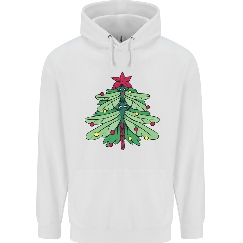 Christmas Dragonfly Xmas Tree Childrens Kids Hoodie White
