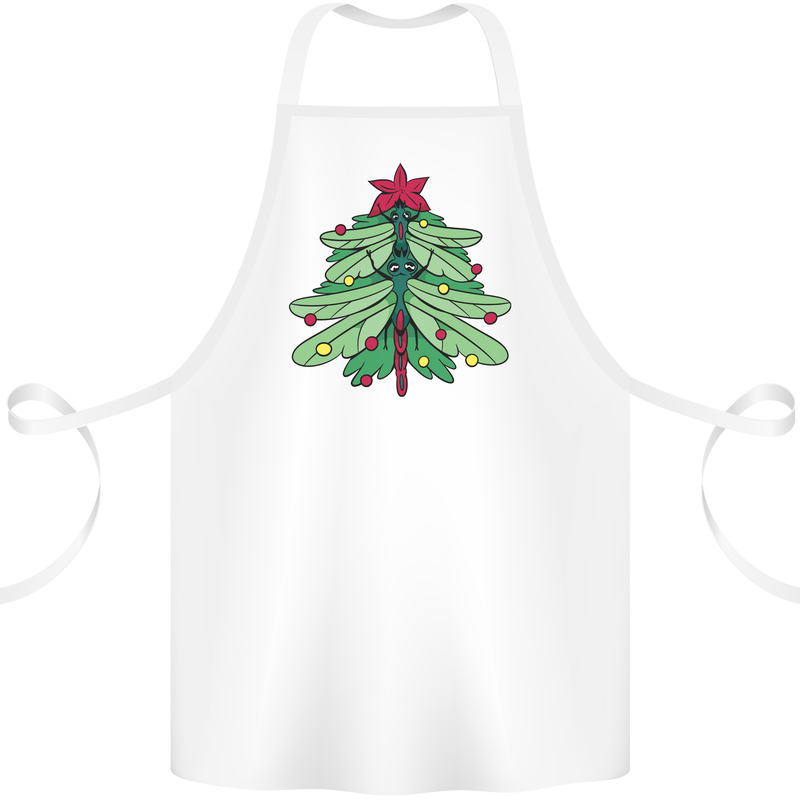 Christmas Dragonfly Xmas Tree Cotton Apron 100% Organic White
