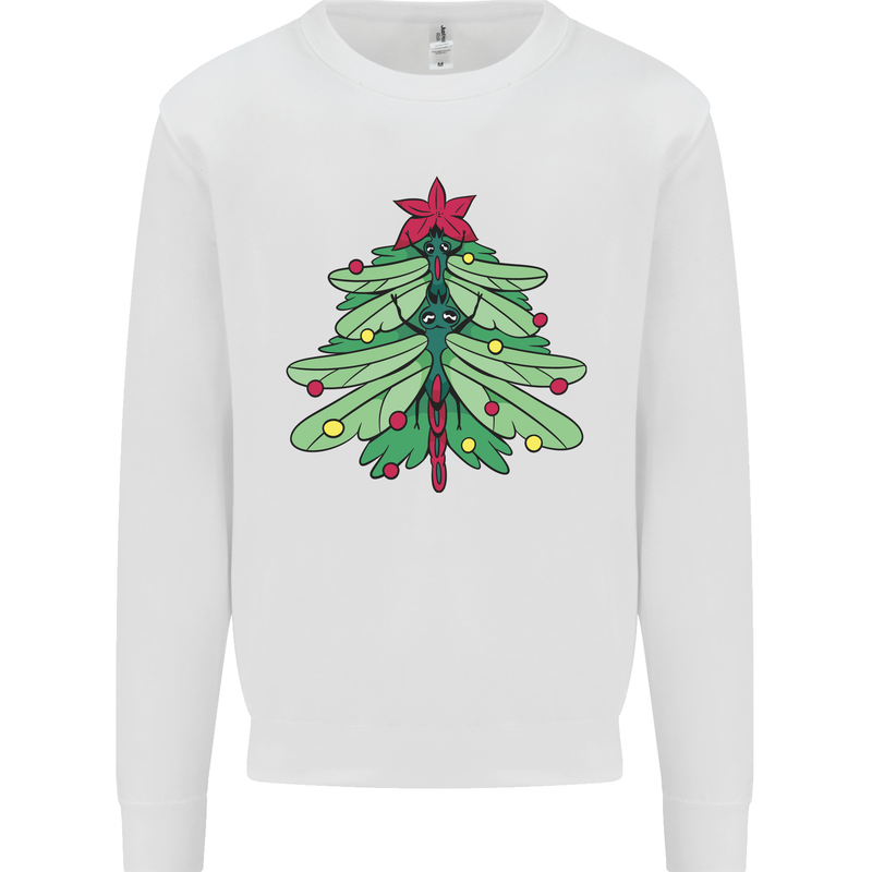 Christmas Dragonfly Xmas Tree Kids Sweatshirt Jumper White