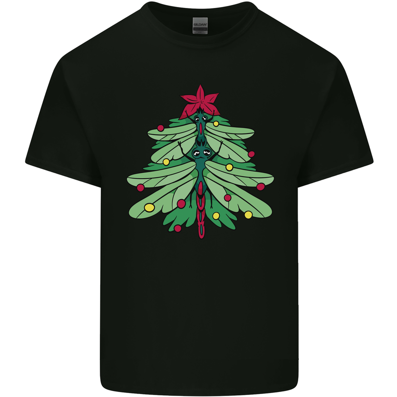 Christmas Dragonfly Xmas Tree Kids T-Shirt Childrens Black