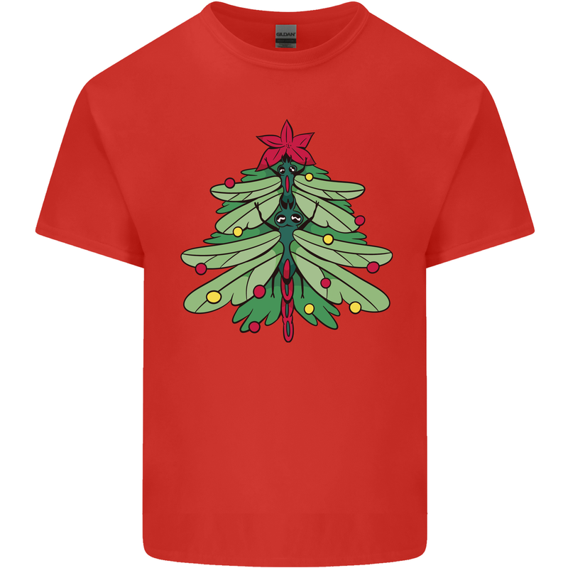 Christmas Dragonfly Xmas Tree Kids T-Shirt Childrens Red