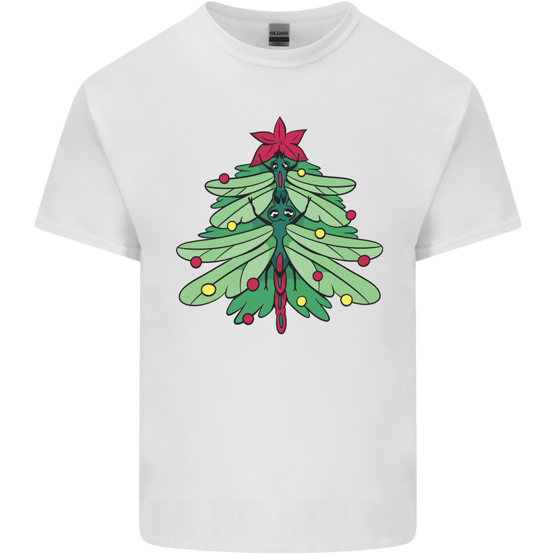 Christmas Dragonfly Xmas Tree Kids T-Shirt Childrens White