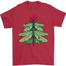 Christmas Dragonfly Xmas Tree Mens T-Shirt 100% Cotton Red