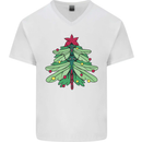 Christmas Dragonfly Xmas Tree Mens V-Neck Cotton T-Shirt White