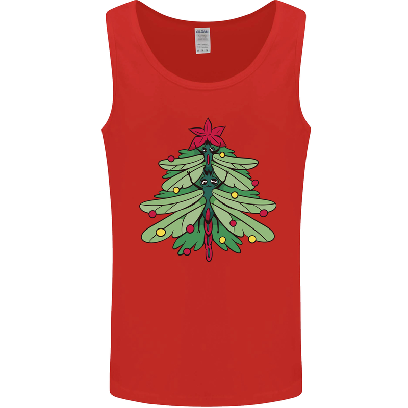 Christmas Dragonfly Xmas Tree Mens Vest Tank Top Red