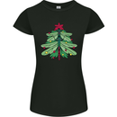 Christmas Dragonfly Xmas Tree Womens Petite Cut T-Shirt Black