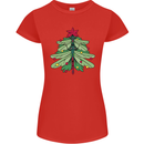 Christmas Dragonfly Xmas Tree Womens Petite Cut T-Shirt Red
