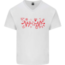 Christmas ECG Xmas Heartbeat Love Heart Mens V-Neck Cotton T-Shirt White