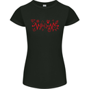 Christmas ECG Xmas Heartbeat Love Heart Womens Petite Cut T-Shirt Black