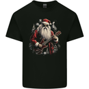 Christmas Electric Guitar Santa Rock n Roll Music Mens Cotton T-Shirt Tee Top Black
