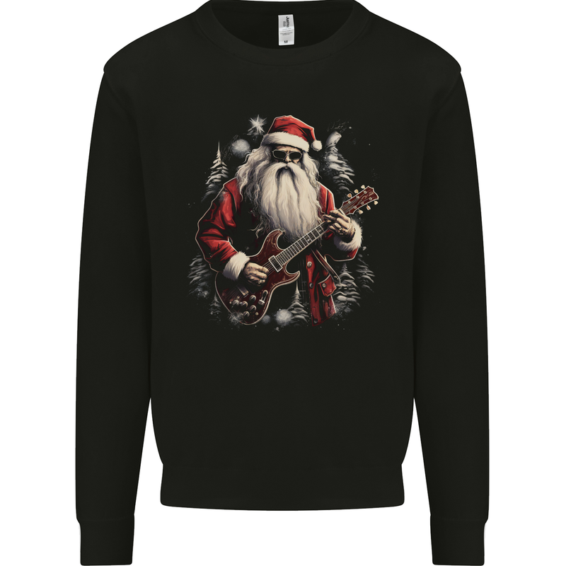 Christmas Electric Guitar Santa Rock n Roll Music Mens Sweatshirt Jumper Black