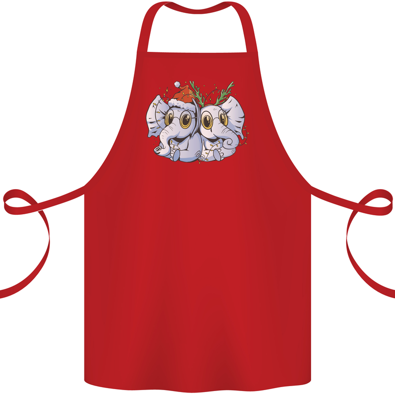 Christmas Elephants Xmas Cotton Apron 100% Organic Red