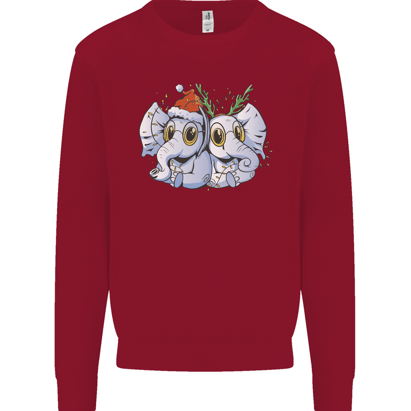 Christmas Elephants Xmas Kids Sweatshirt Jumper Red