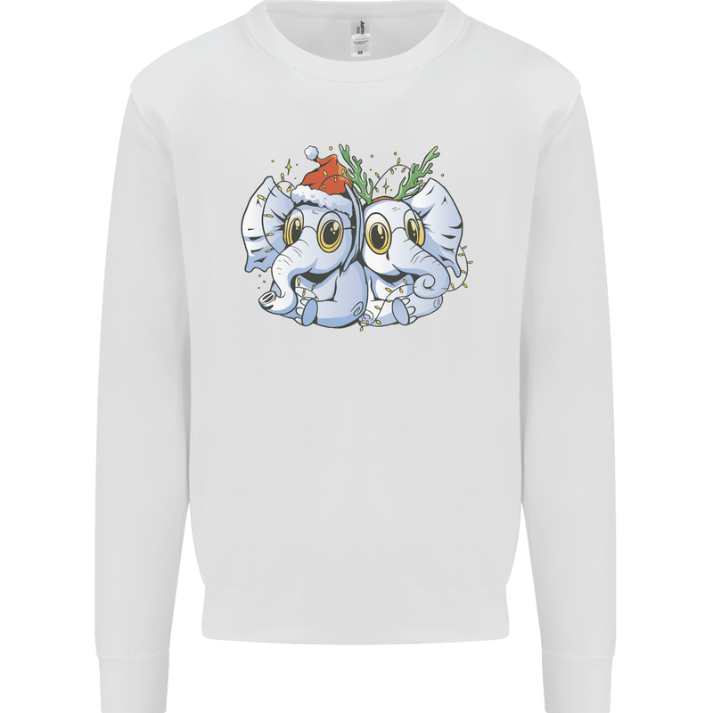 Christmas Elephants Xmas Kids Sweatshirt Jumper White