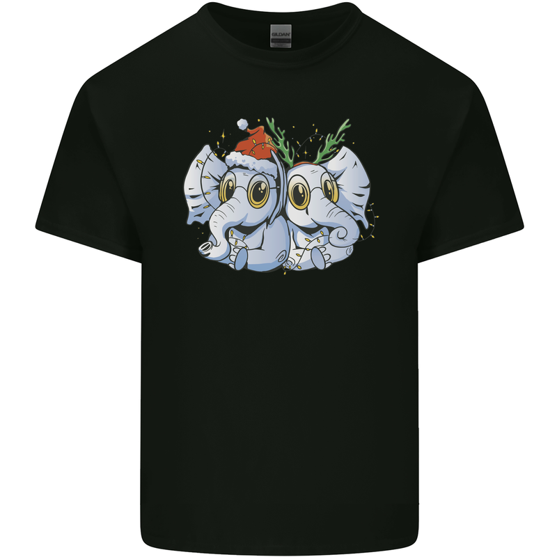 Christmas Elephants Xmas Mens Cotton T-Shirt Tee Top Black