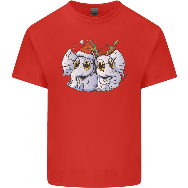 Christmas Elephants Xmas Mens Cotton T-Shirt Tee Top Red
